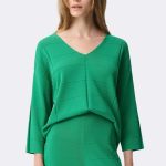 Textured V Neck Jumper Green 271954 CC37688 front