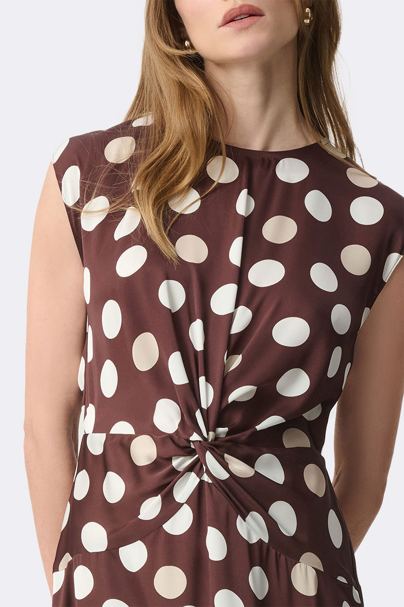 Twist Waist Sleeveless Dress Brown 271096 CC37700 close