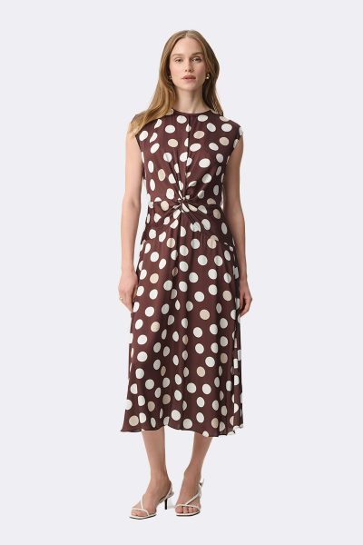 Twist Waist Sleeveless Dress Brown 271096 CC37700 front
