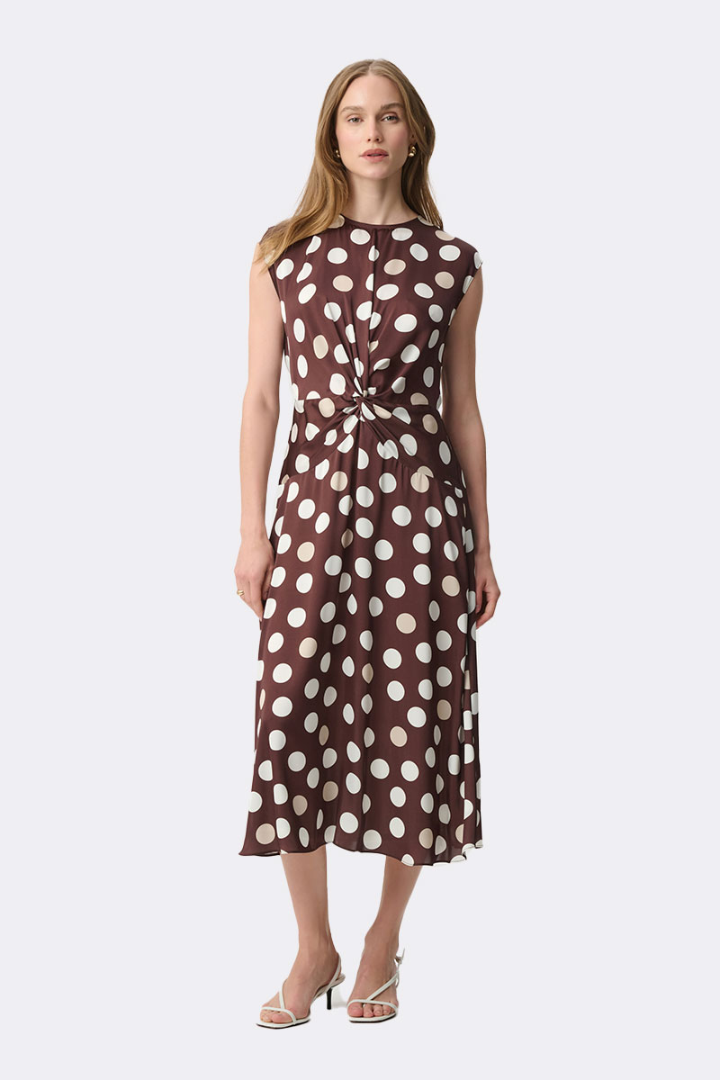 Twist Waist Sleeveless Dress Brown 271096 CC37700 front
