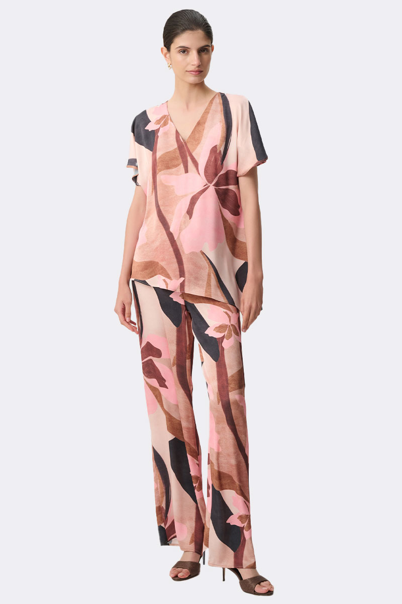 Wide Leg Print Pant Pink 271183 CC37709 full set